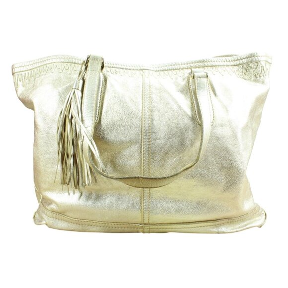 Yves Saint Laurent Metallic Gold Leather Shoulder Tote Bag - Picture 1 of 9